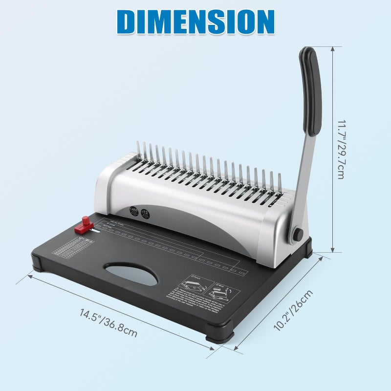 FLK Tech Binding Machine with Starter Combs Set for A4-21 Hole / 450 Sheets Paper Punch Binder - Image 2